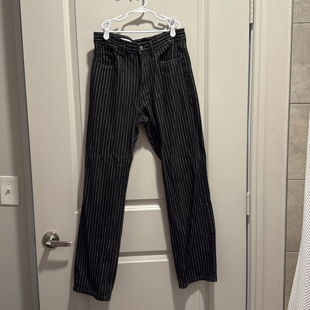 Zara, size 6, black with white pin striped jeans